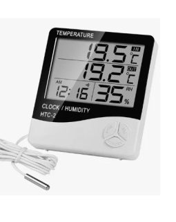 HTC-2 Digital LCD - Electronic Alarm Clock Hygrometer with Probe